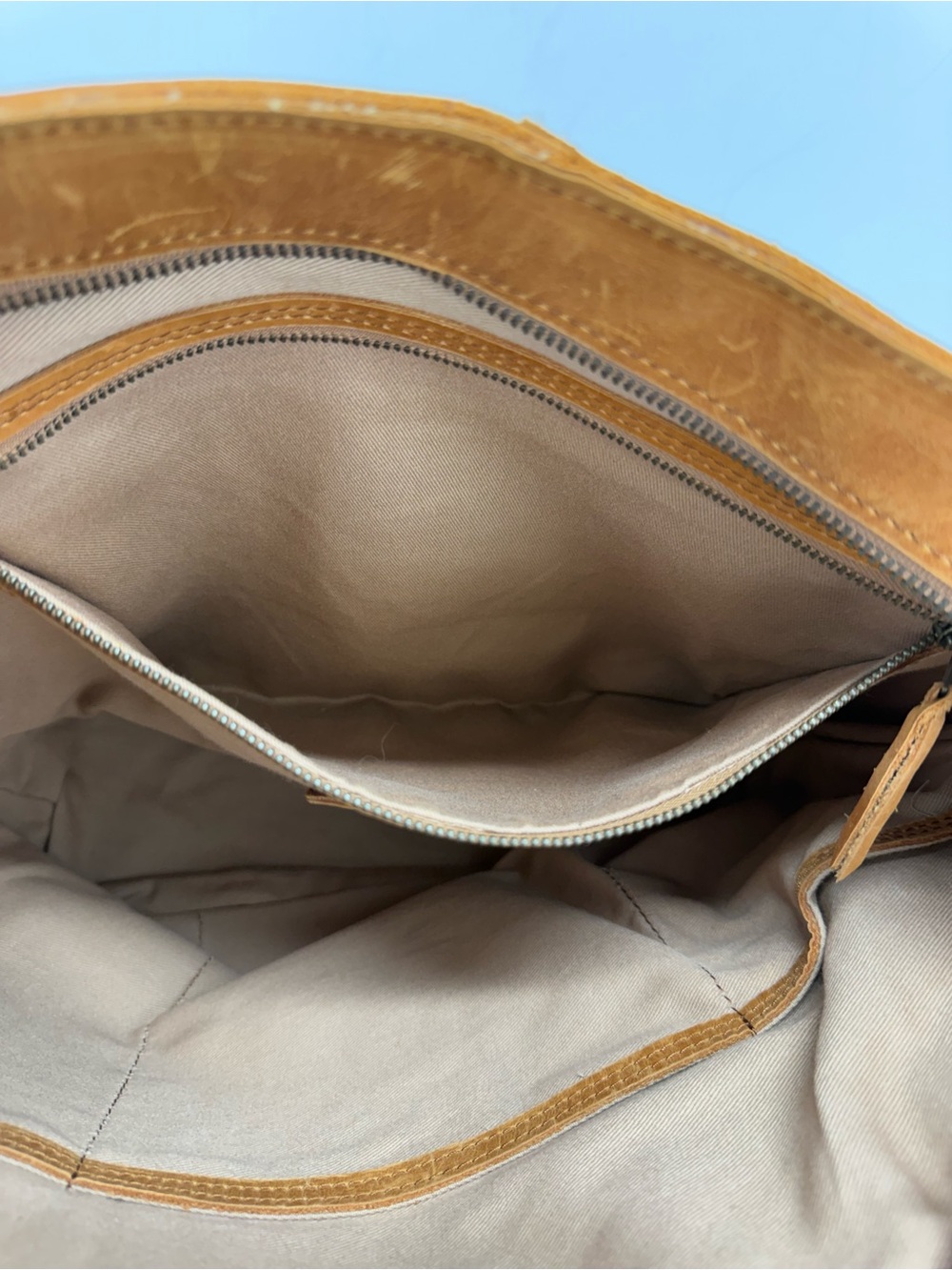 ABLE Alem Cognac Tan Leather Utility Tote Bag - Picture 12 of 13